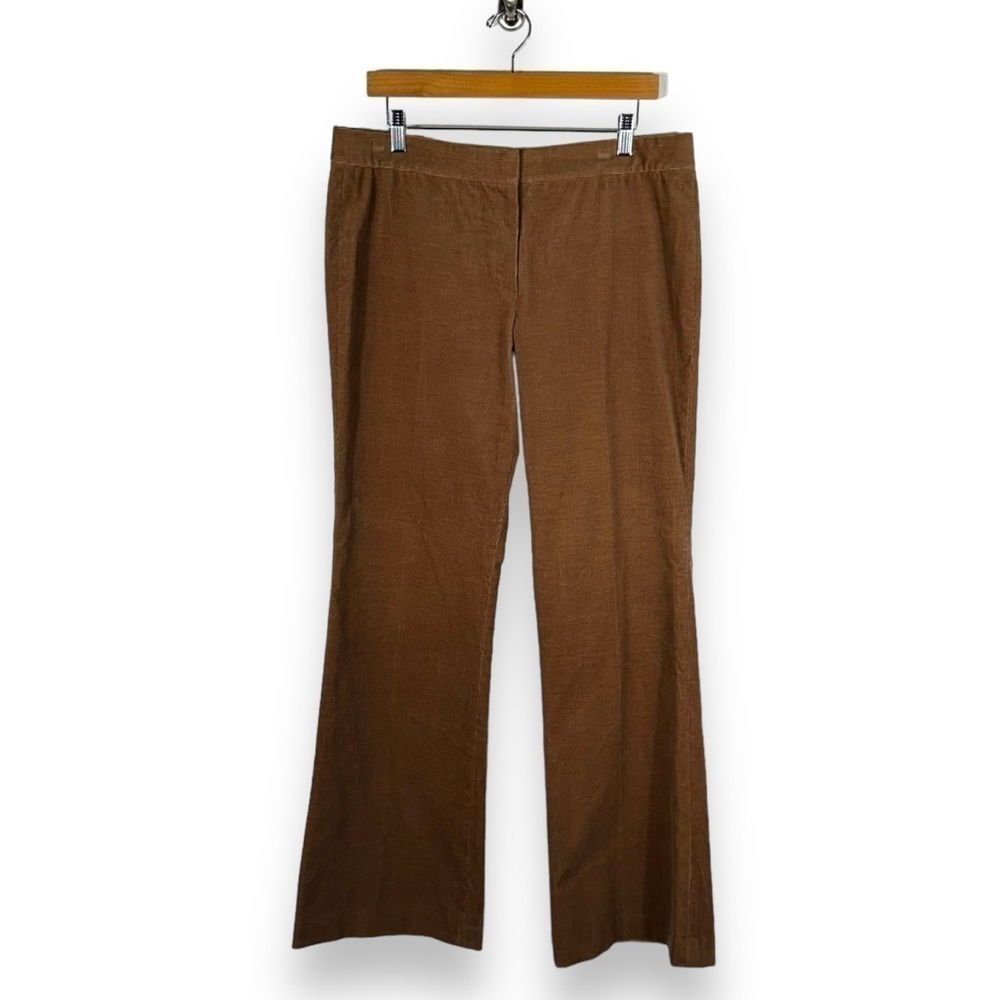 Tahari Wide Leg Flat Front Corduroy Pants Trousers, Whiskey Brown, Size 12